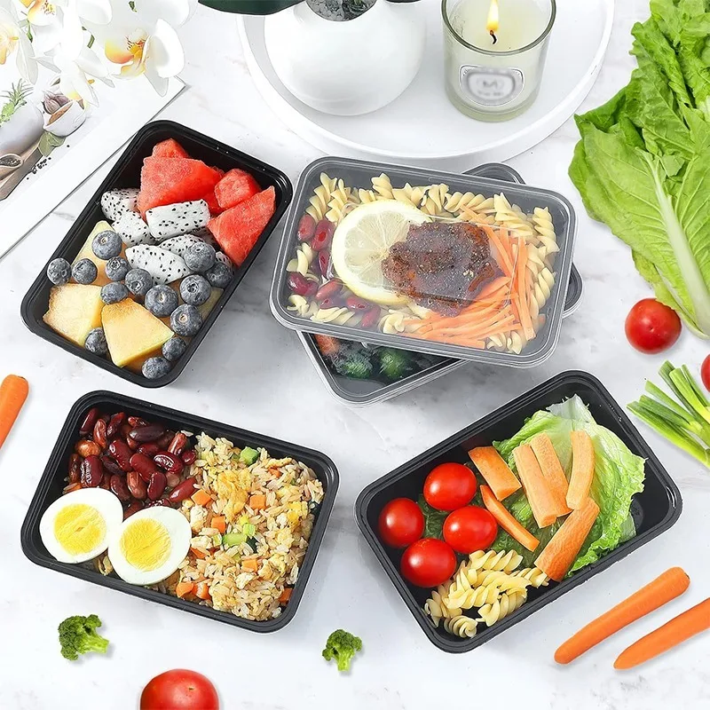 Salad Container Jar - 1-100pcs Black Disposable Food Containers Plastic