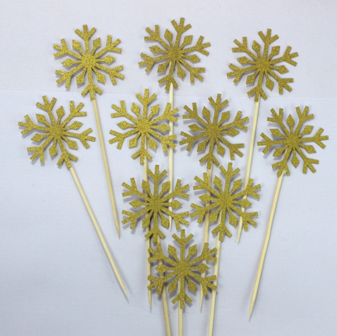 Meal Prep Frozen - 10 Pcs Snowflake Cupcake Toppers Baby
