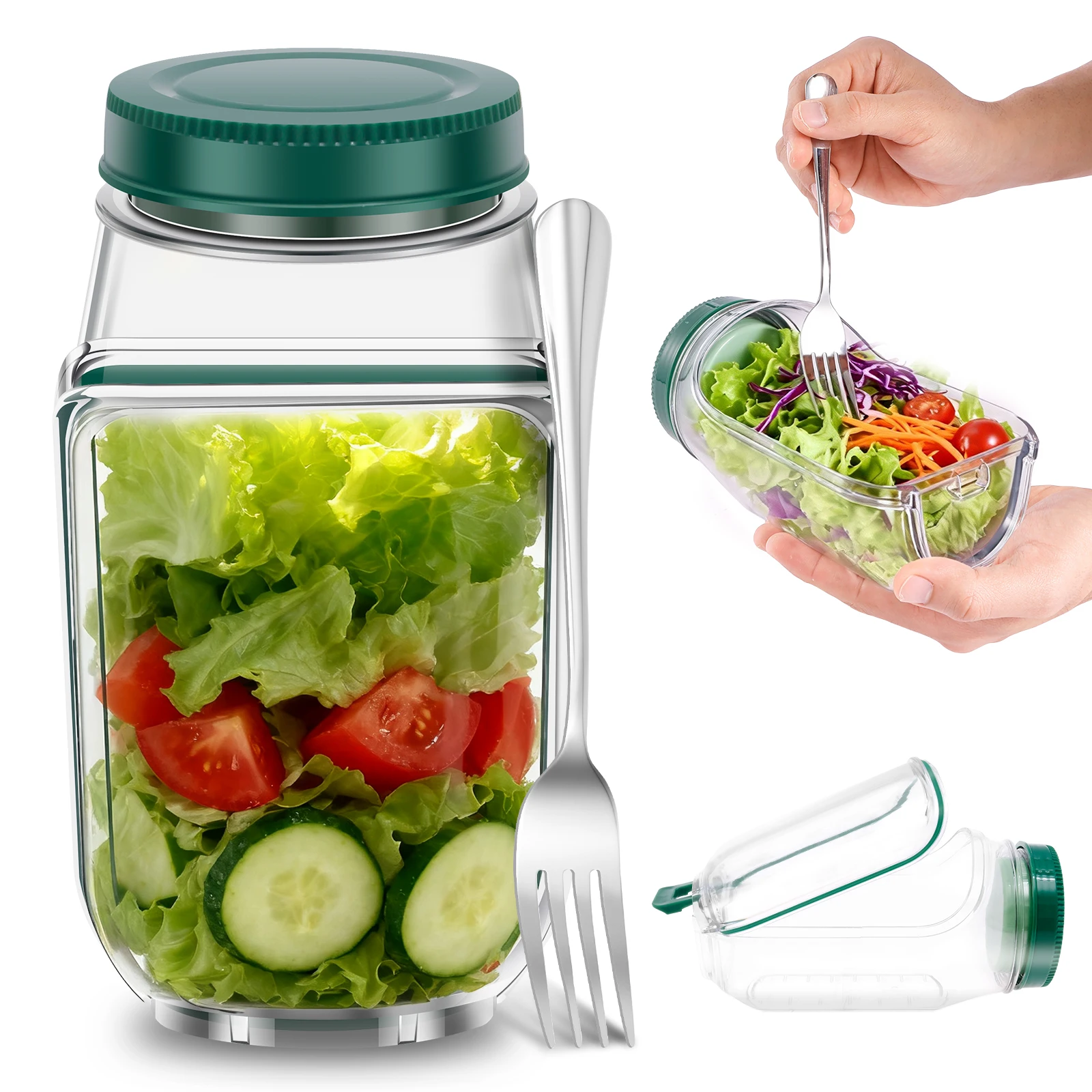 Salad Container Jar - Salad Pod Salad Jar Portable Side-Opening