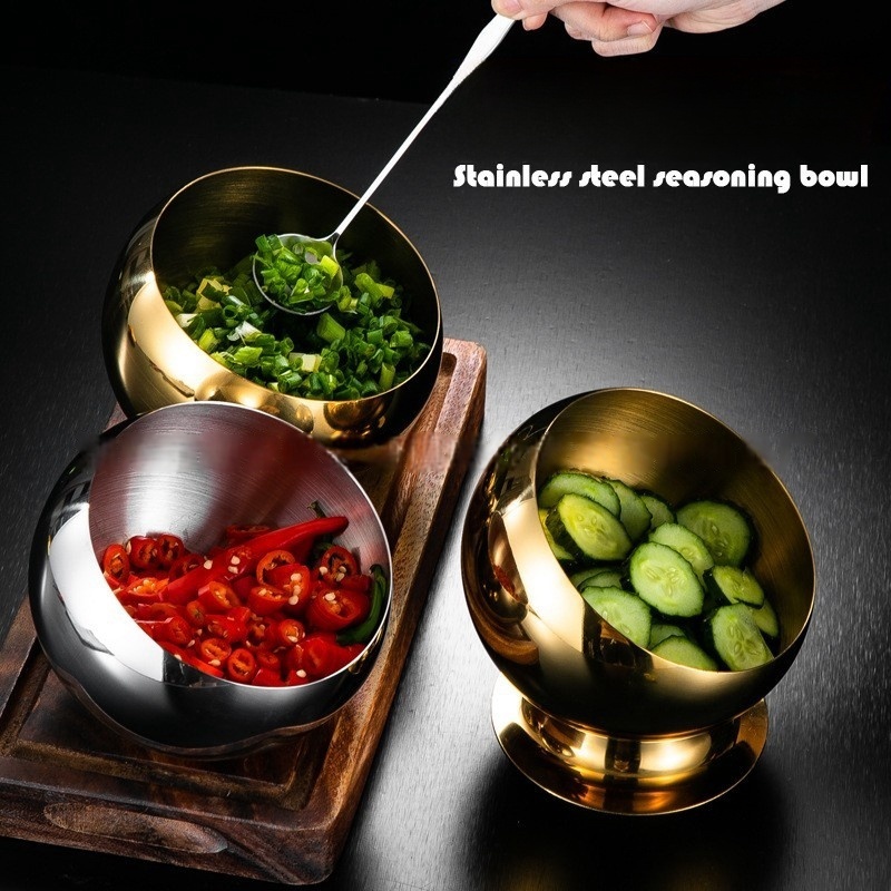 Salad Container Jar - Stainless Steel Oblique mouthed Sauce Bowl