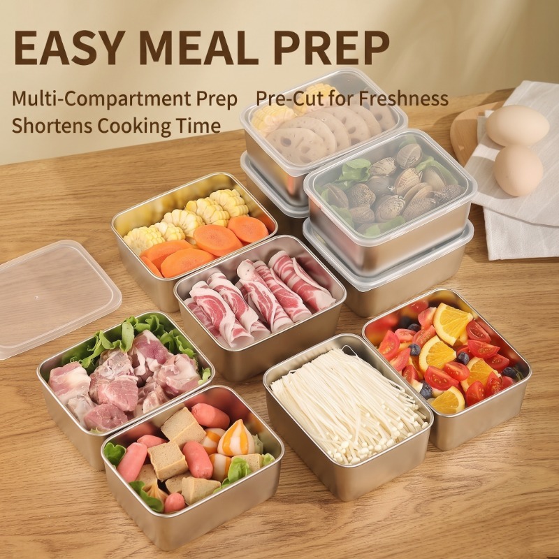 Meal Prep For Office - Stainless Steel Food Storage Containers Set