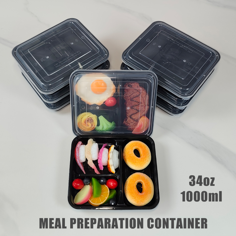 Meal Prep For Office - 3-Compartment 34 Oz/1000 Ml, 12/35 Pieces,