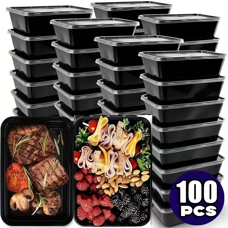1-100pcs Black Disposable Food - Salad Container Jar review and price