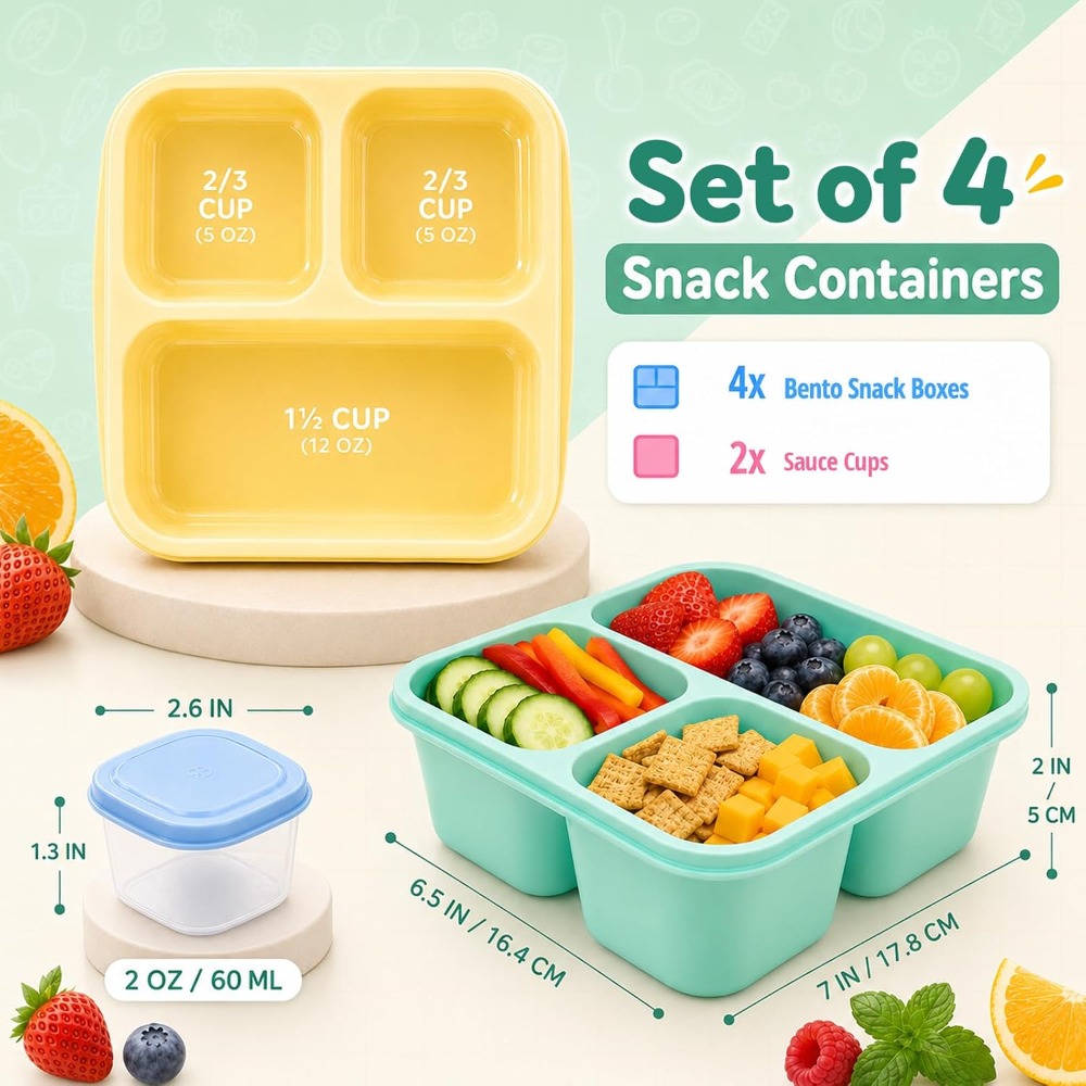 3 Compartment Bento Box Snack  - Meal Prep For Office review and price