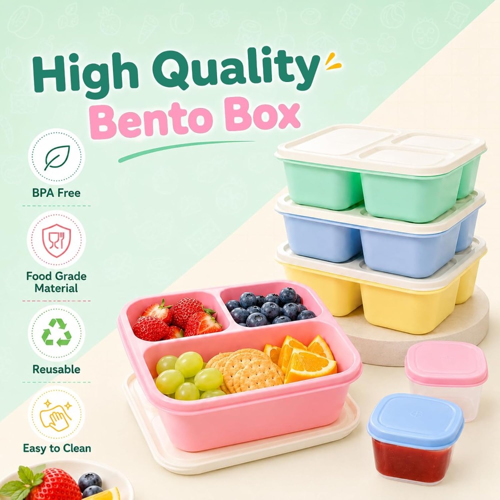3 Compartment Bento Box Snack  - Meal Prep For Office review and price