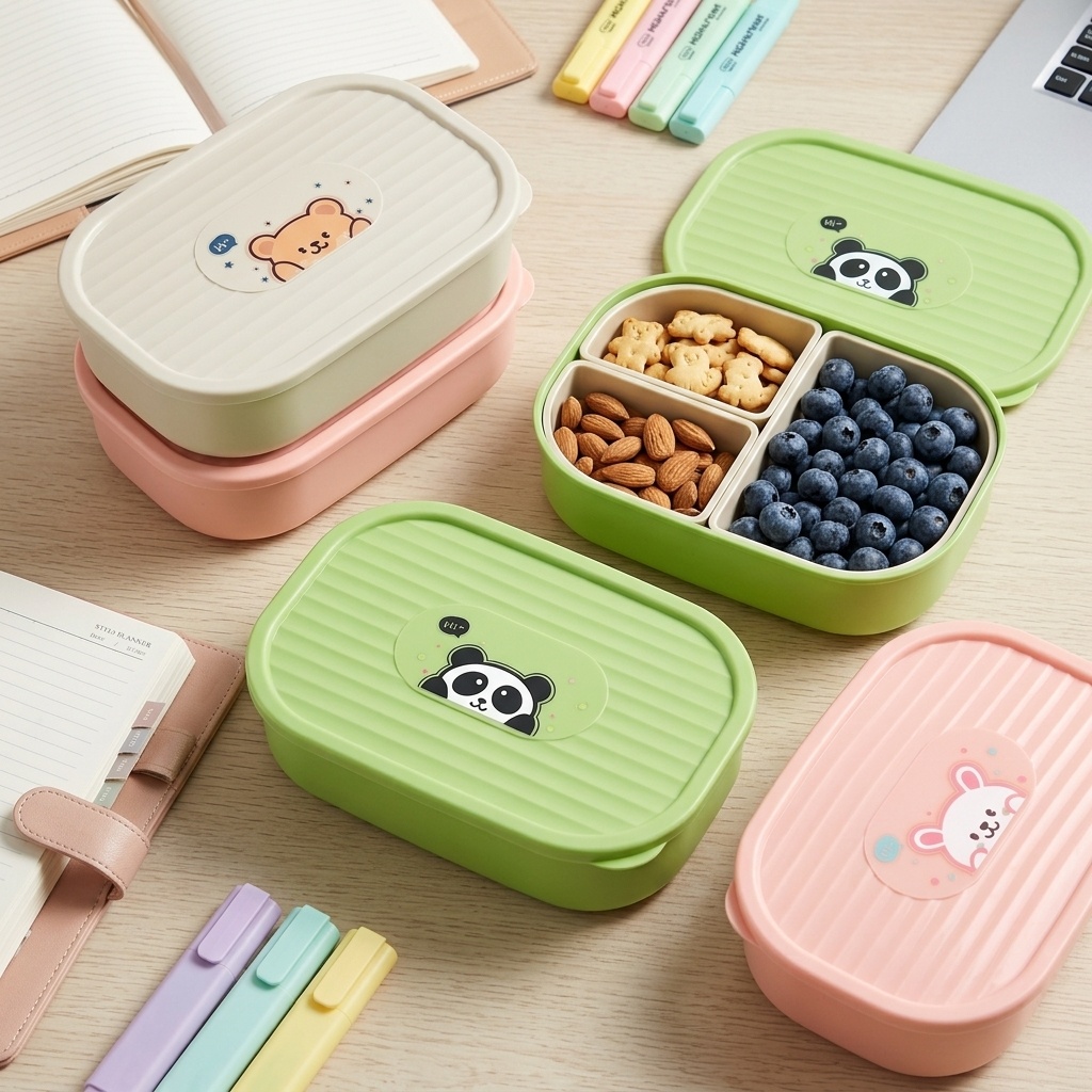 Cute Plastic Divided Lunch Box - Salad Container Jar review and price