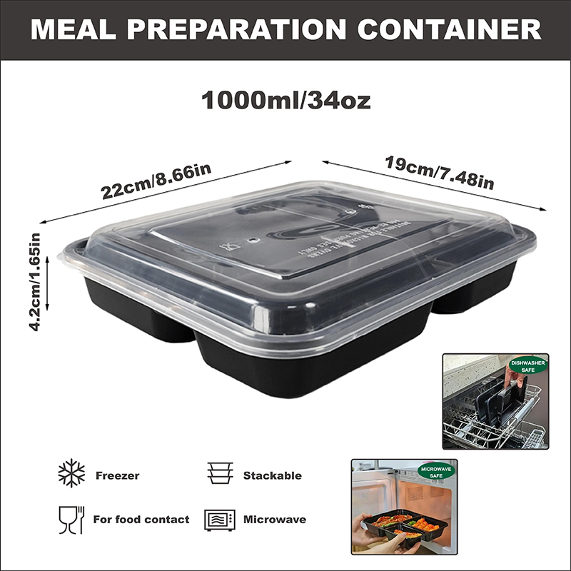 3-Compartment 34 Oz/1000 Ml, 1 - Meal Prep For Office review and price